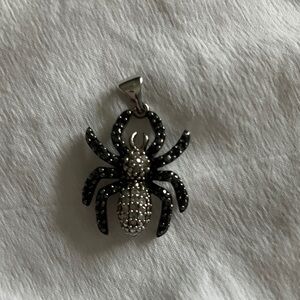 Sterling Silver - Excellent - condition -  Black and Silver Spider Pendant